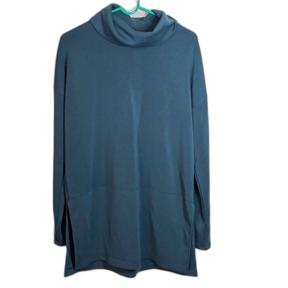 SPANX AirEssentials Turtleneck Tunic Teal Blue Soft Stretch Medium
